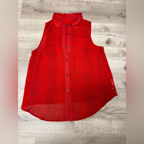 Vans Sheer Button Down Sleeveless Top - Picture 2 of 8